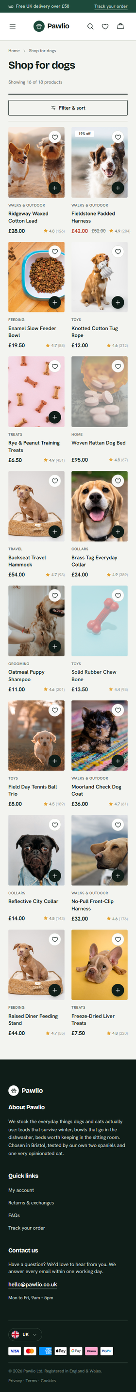 Pawlio Pet Store on mobile