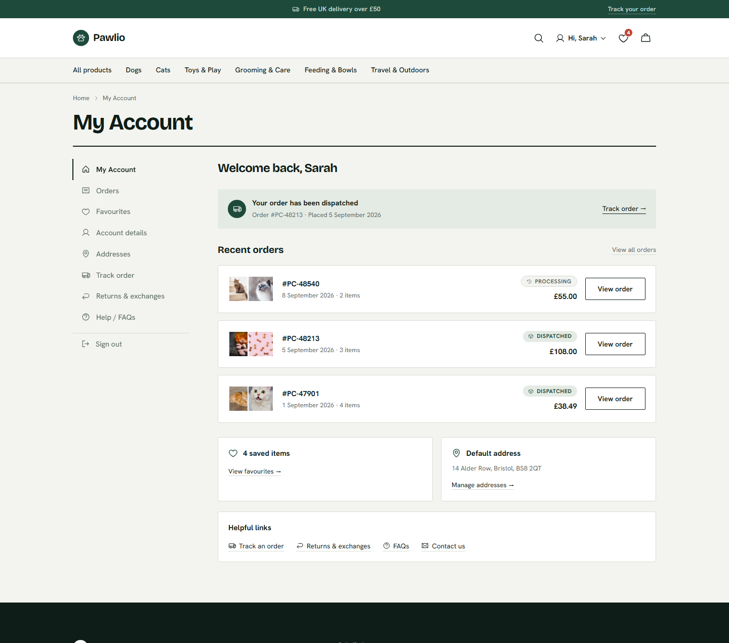 Order history at a glance