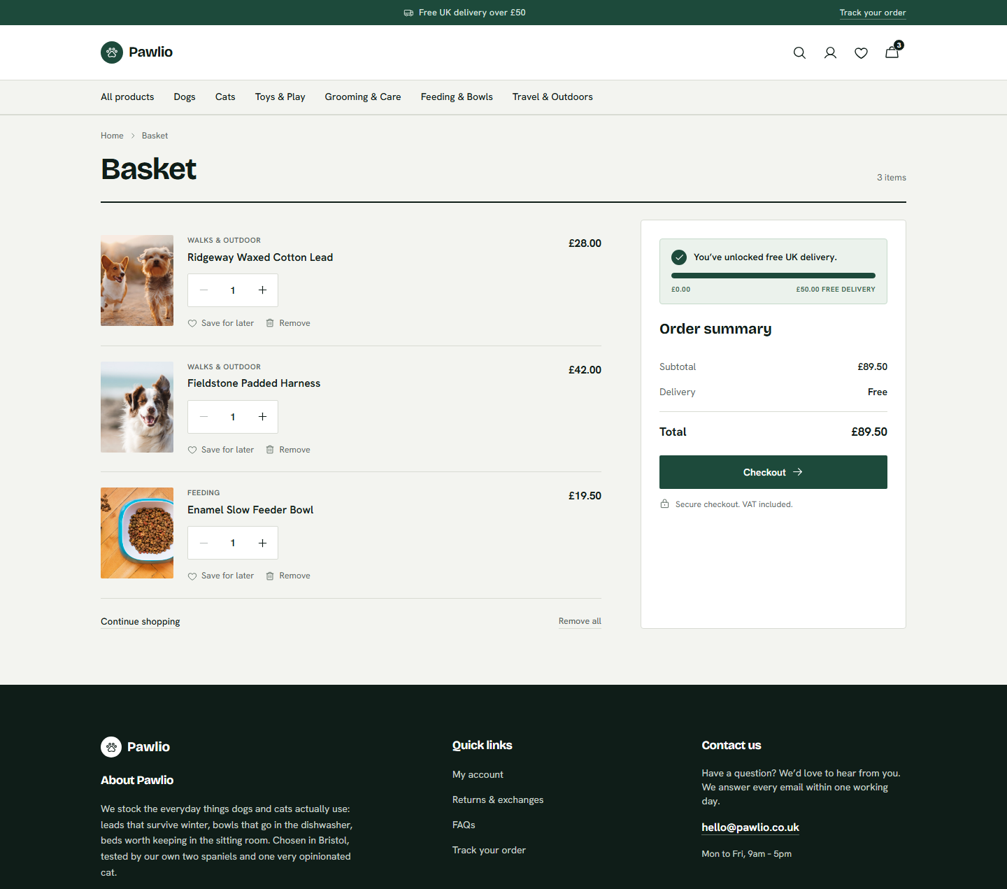 A basket that's ready for checkout